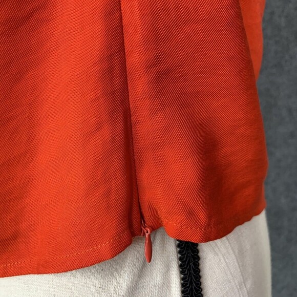 Line Dot Red Crop Top Women XS Long Sleeve Asymmetrical Neckline Side Zipper - Picture 10 of 12